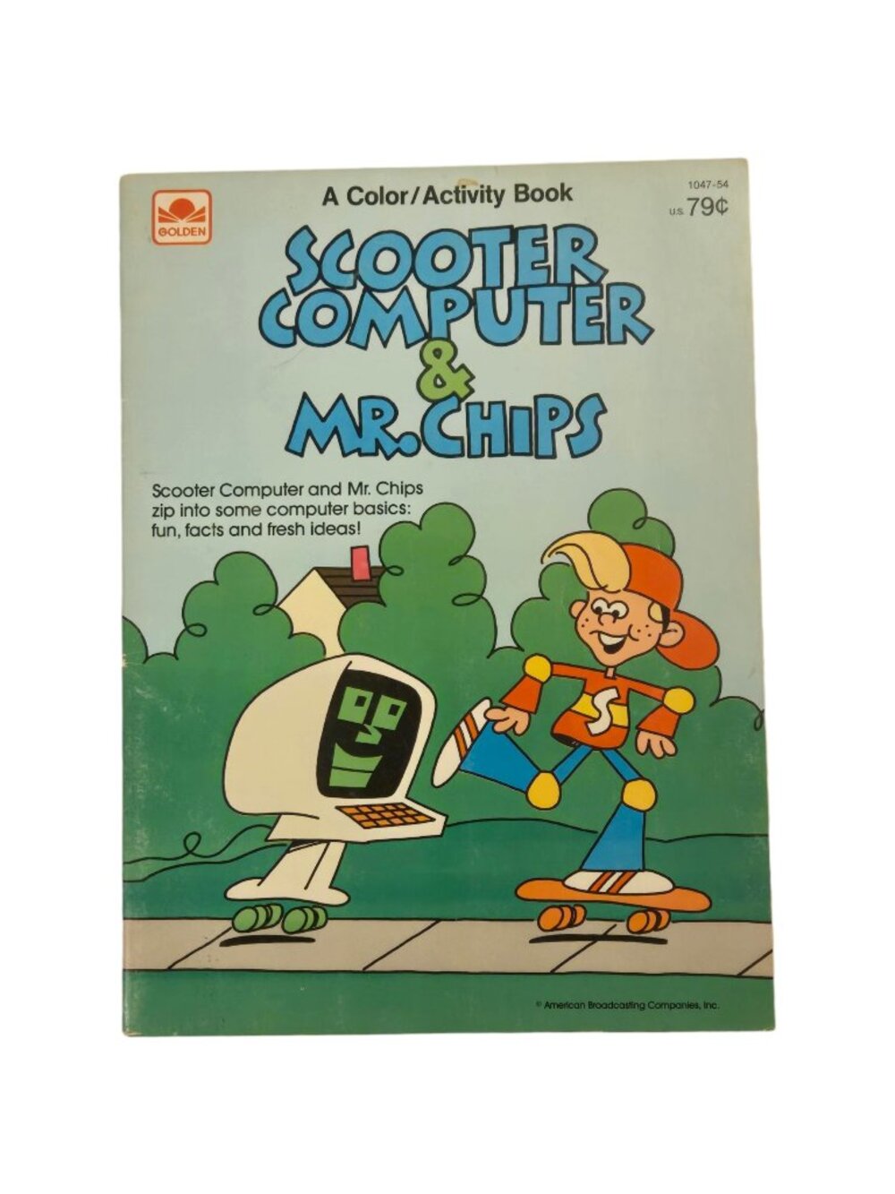 Scooter Computer and Mr Chips Vintage 1984 Golden Color Activity Book 80s Kids